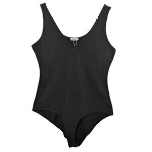 BelleLovin Women's V-Neck Bodysuit Black, Large, Snap Bottom, Sleeveless Tank